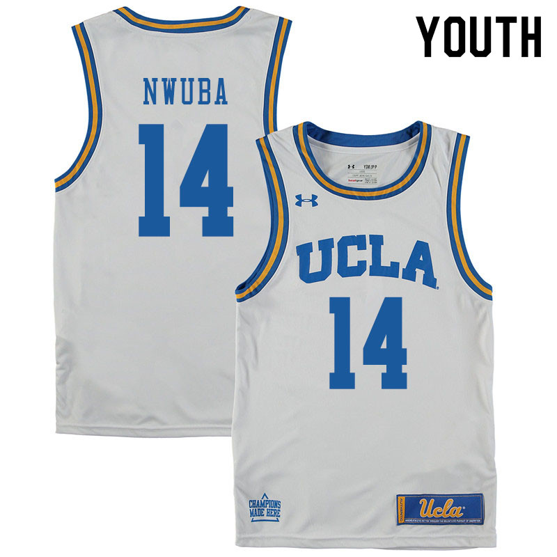 Youth #14 Kenneth Nwuba UCLA Bruins College Basketball Jerseys Sale-White